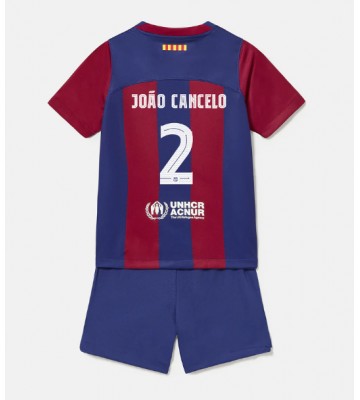 Barcelona Joao Cancelo #2 Hjemmebanesæt Børn 2023-24 Kort ærmer (+ korte bukser)